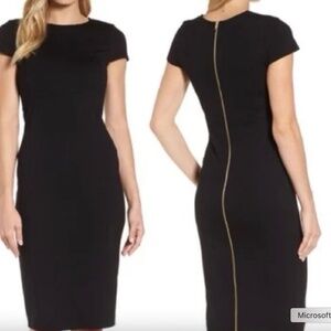 Felicity & Coco Navy Cap Sleeve Stretch Sheath Dress | S